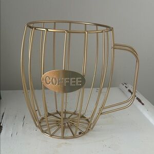 Gold Wire Coffee Mug Holder - Decorative Coffee Basket 7.5"
